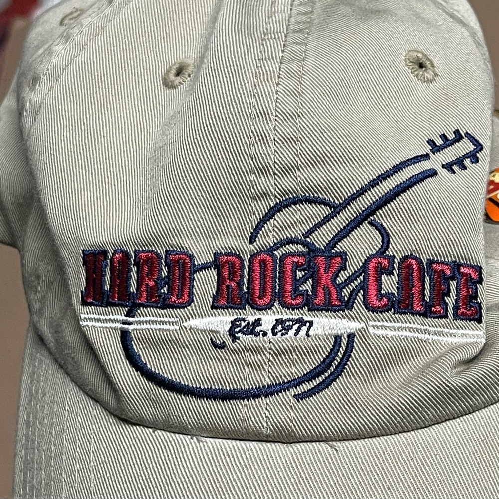 Hard Rock Cafe Beige Cap with Blue and Red Embroidery
